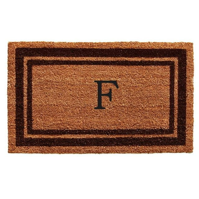 Calloway Mills 152982436F 24 x 36 in. Brown Border Monogram Rectangular Doormat, Natural - Letter F