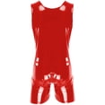 thumbnail image 4 of Alvivi Men's Patent Leather Sleeveless Dance Jumpsuit Zipper Biketard Wrestling Unitard Sportswear Red XXL, 4 of 6