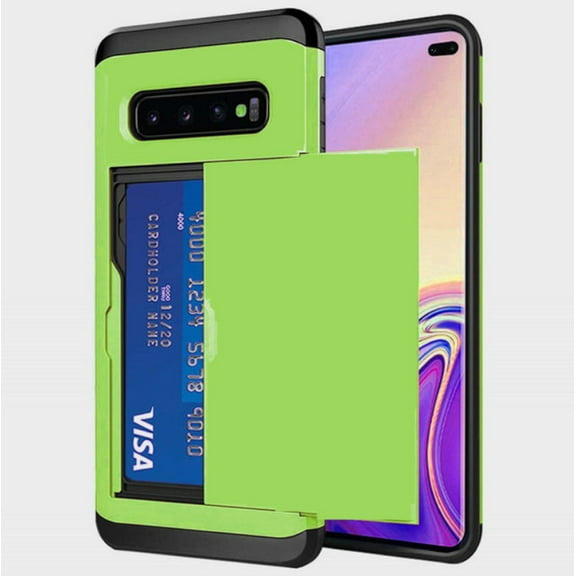 Card Slot Holder Wallet Samsung Galaxy S8 Plus Case - (Light Green) Dual Layer Shockproof with Heavy Duty Protection