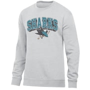 NHL San Jose Sharks Men's Ash Arch-Over Logo Fleece Crew