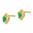 thumbnail image 2 of Real 14kt Yellow Gold Emerald and Diamond Heart Earrings; for Adults and Teens; for Women and Men, 2 of 3