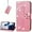Pink, variant on for Xiaomi 13 Wallet Case for Women Girls, Shiny Butterfly Flower PU Leather Cover with Card Slot Holder Flip Phone Case for Xiaomi 13 Rhinestone Rose Gold