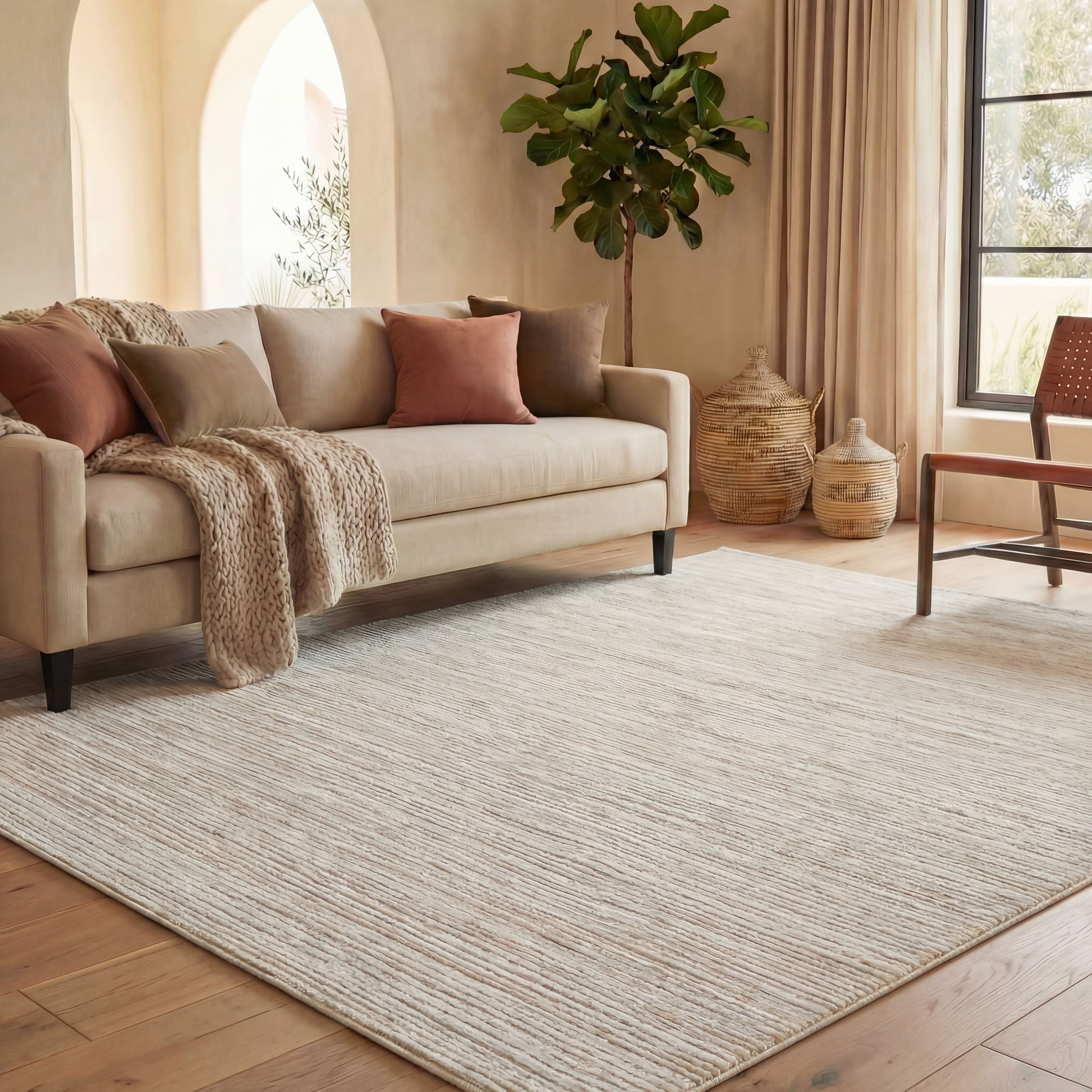SAFAVIEH Vision Adrasteia Distressed Area Rug, Ivory, 12' x 12' Square - X-Large - Modern Design, Ivory, Non-Shedding & Easy Cleaning, Ideal for Living Room, Bedroom, Dining Space