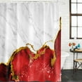 thumbnail image 2 of Red Gold Marble Shower Curtain, Waterproof Shower Curtains for Bathroom, Modern Abstract Marble Crack Texture Washable Fabric Bathtub Curtain Set Bath Decor with 12 Hooks Long 72"x84", 2 of 8