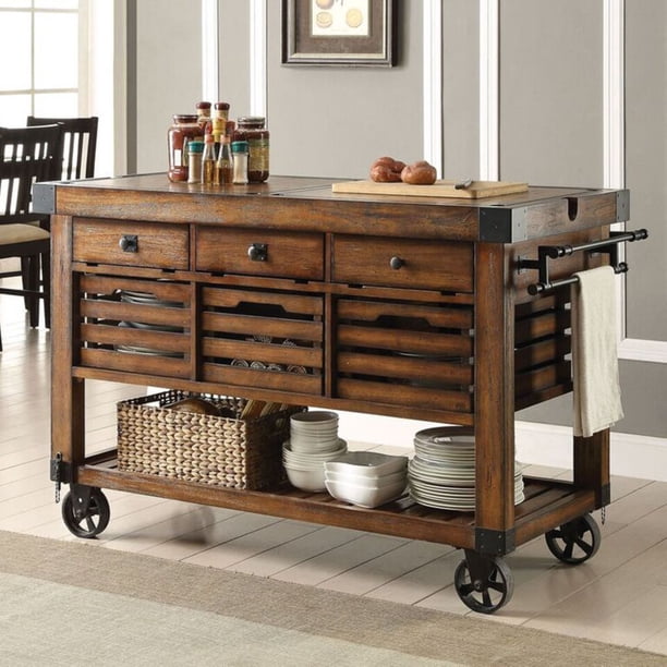 ACME Kaif Kitchen Cart, Distress Chestnut