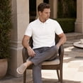 thumbnail image 2 of AZoiNM Men's Relaxed Fit Short Sleeve Polo Shirt, Casual Solid Performance Golf Polo with Seam Details, 2 of 12