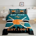 thumbnail image 2 of Hockey Comforter,Sports Bedding Set,Teenage Ice Hockey Player Comforter Sets,Sports Themed Duvet Insert with 1 Pillowcase,Blue Orange Black(San Jose), 2 of 7