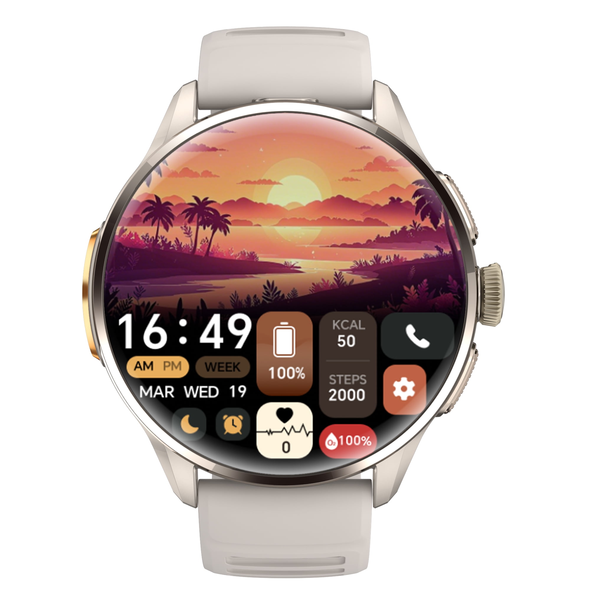 E EYAFA Android Smart Watch H100 with SIM Card Slot for Men and Women 1.8 inch Amoled Screen 3GB RAM+32GB ROM-Silver