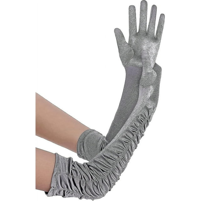 Long Opera Party 20s Satin Gloves Stretchy Adult Size Elbow Length