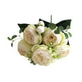 thumbnail image 5 of CoudarTitie Artificial Faux Rose Bouquet, Elegant 5 Flower Heads Artificial Roses for Indoor White Green, 5 of 9