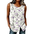 thumbnail image 2 of Qulqfy Womens Tank Tops Crew Neck Sleeveless Loose Fit Casual Dressy Pleated Button Down Multicolor Hem Slit Summer Tops L, 2 of 6