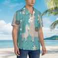 thumbnail image 5 of Kll Men'S Hawaiian Shirt Short Sleeve Button Down Beach Shirts-Teal Mama Llama, 5 of 8