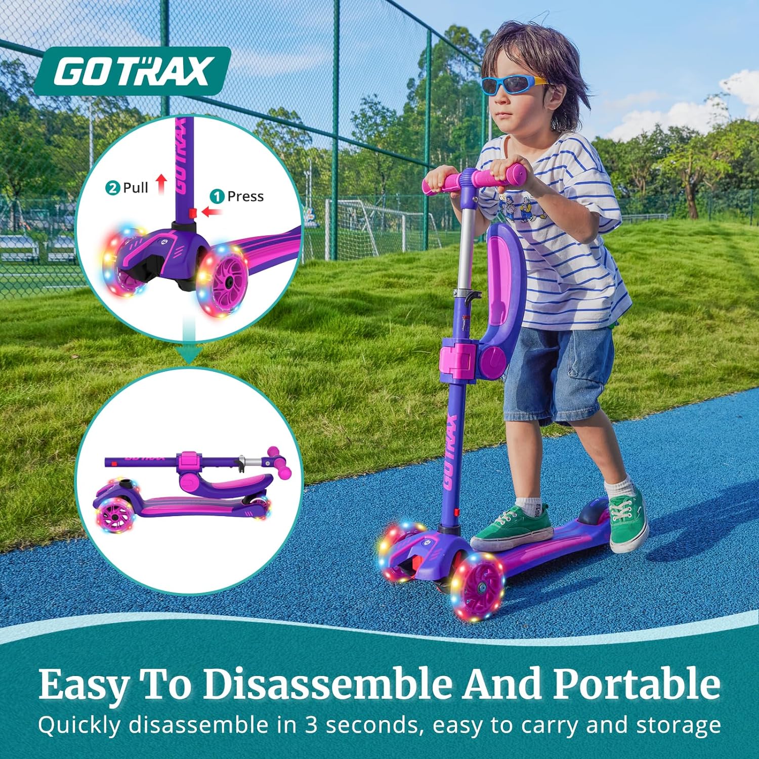 GOTRAX KS3 Three-Wheel Kids Scooter with Removable Seat photo 4