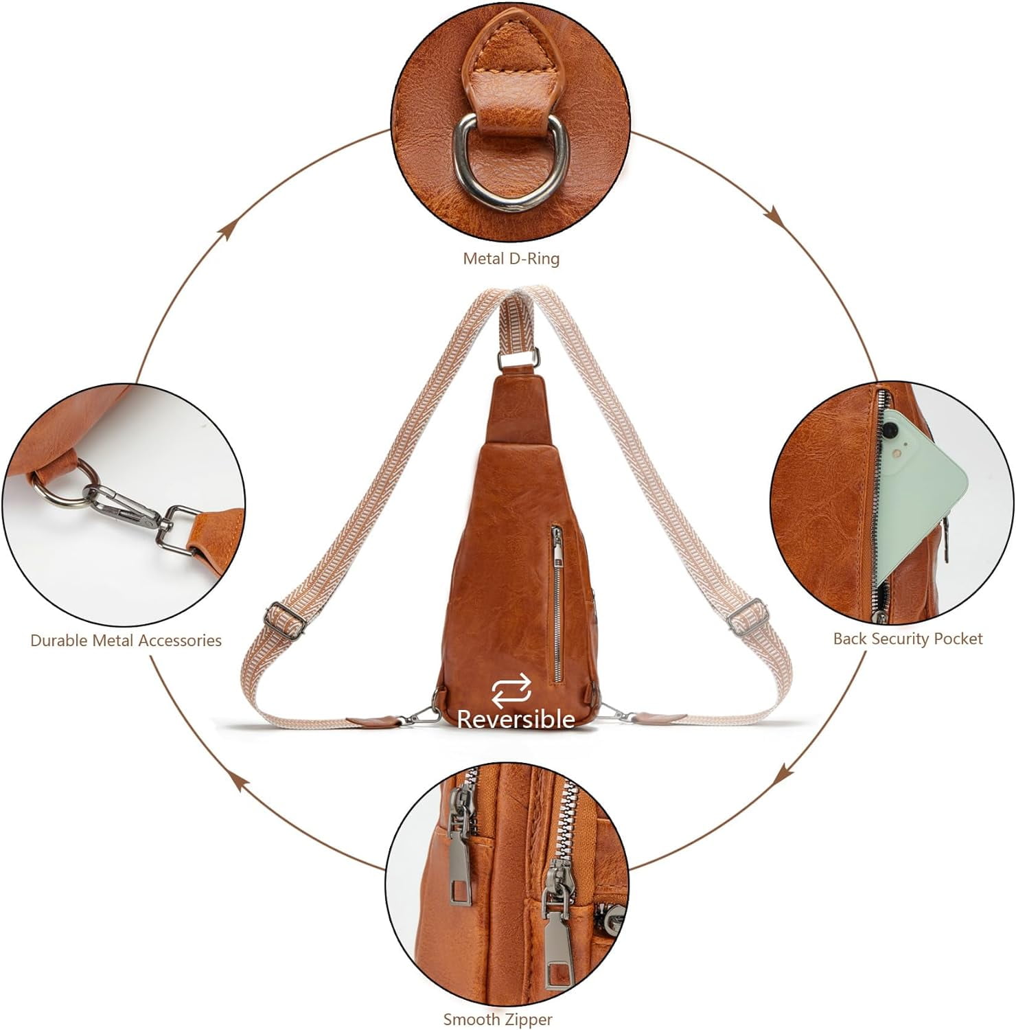 Crossbody Bag for Women Small Sling Bag Leather Shoulder Cross Body Bag for Travel