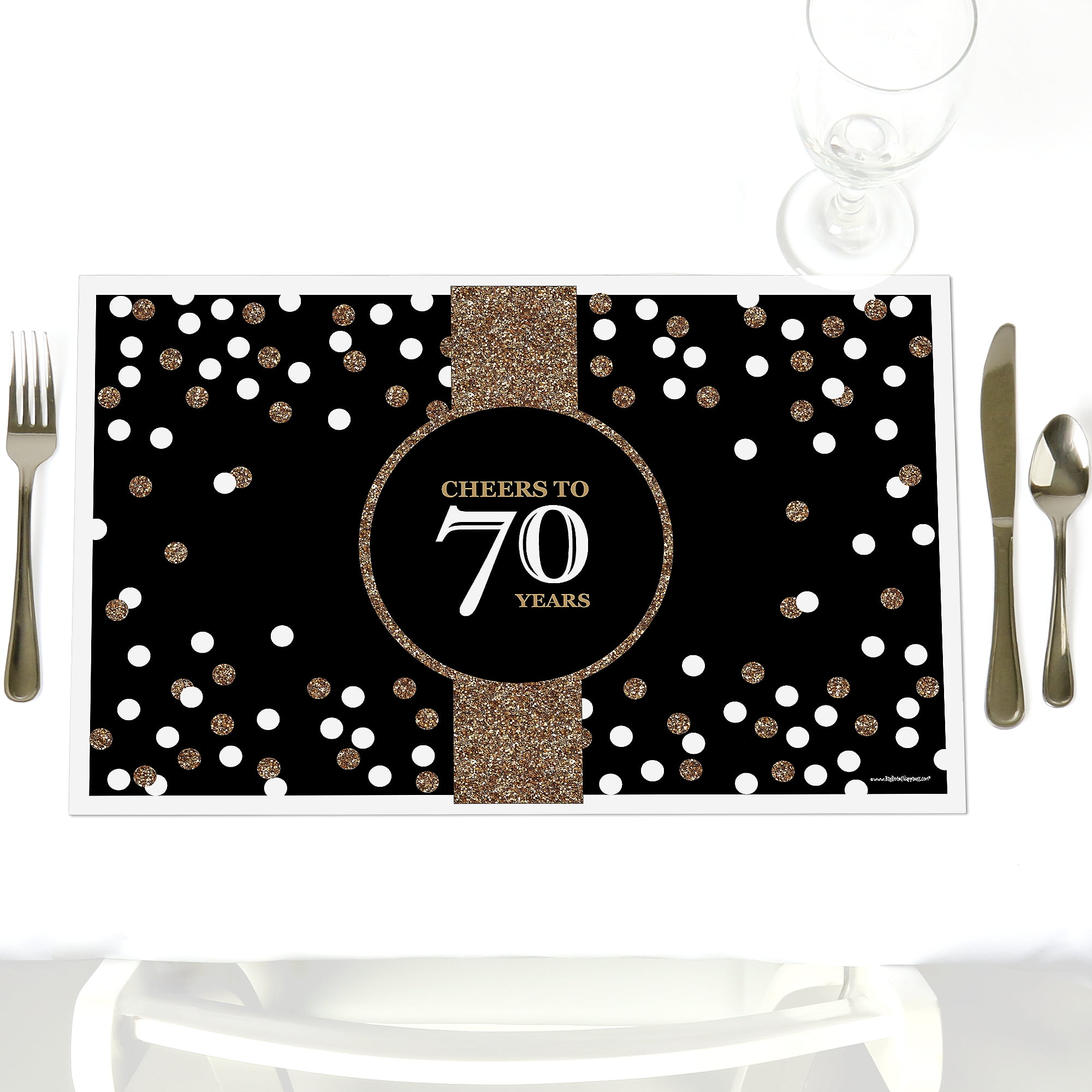 Adult 70th Birthday Party Table Decorations Gold Birthday Party Placemats Set of 12