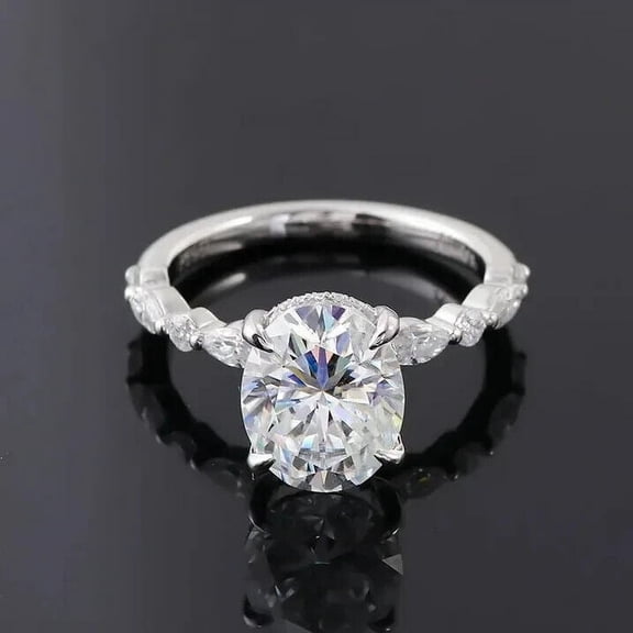 2Ct Oval Cut Lab Created Diamond Women's Wedding Ring 14K White Gold Plated