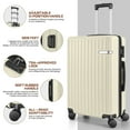 thumbnail image 4 of HOTEEL 3 Piece Hardside Luggage Set, TSA Lock, Lightweight Travel Cases with 360°Spinner Wheels,Beige, 4 of 9