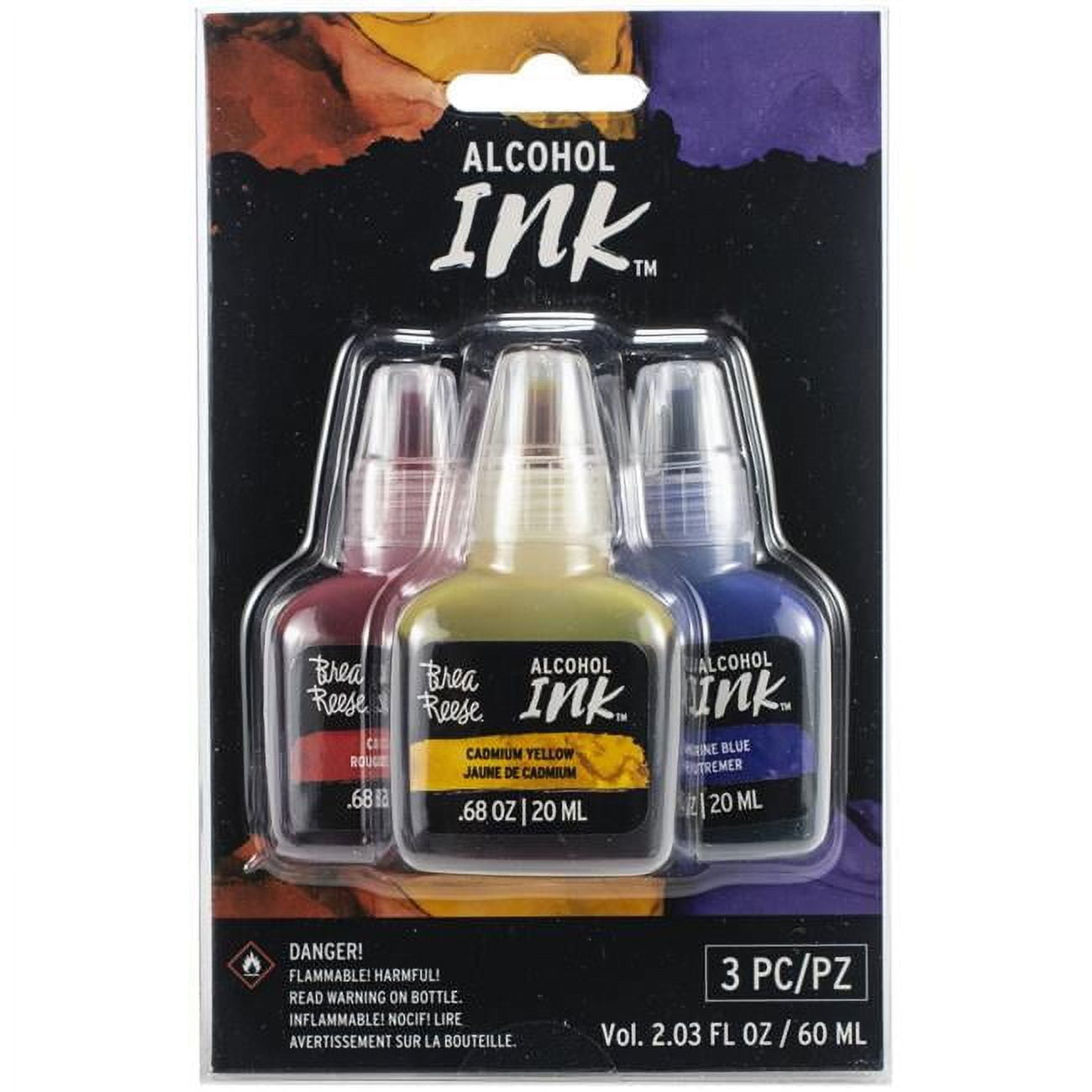 (2 pack) Brea Reese Alcohol Inks 20ml 3/Pkg-Cadmium Red/Cadmium Yellow/Ultramarine