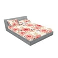 thumbnail image 2 of Rosetta Fitted Sheet & Pillow Sham Set, Vintage Design Rose Pattern with Leaves Delicate Floral Boho Print, Decorative Printed 3 Piece Bedding Decor, King, Coral Cream and Sage Green, by Ambesonne, 2 of 2