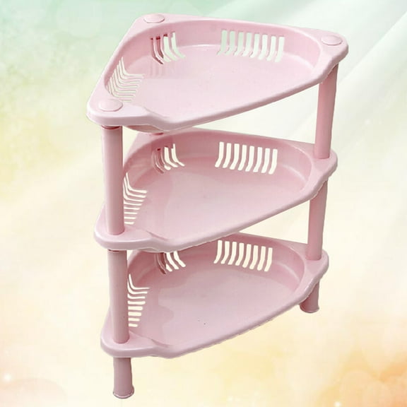 Yardwe Bathroom Triangle Shelf Plastic Shelving Unit 1Set