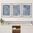 thumbnail image 2 of Wall26 Framed Prints Canvas Wall Art Set of 3 Navy Blue Stripe Polygon Pattern Collage Abstract Geometric Illustrations Decorative Bohemian Multicolor Home Wall Decora - Natural 24"x36"x3, 2 of 5