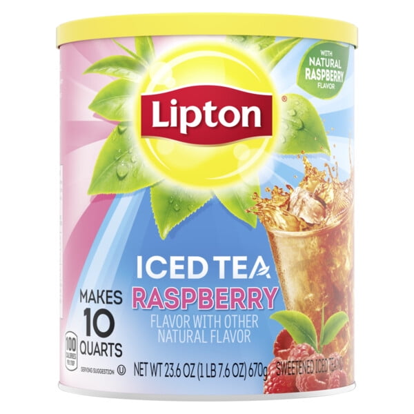 Lipton Iced Tea Mix Black Tea, Raspberry, Caffeinated, 10 Quarts