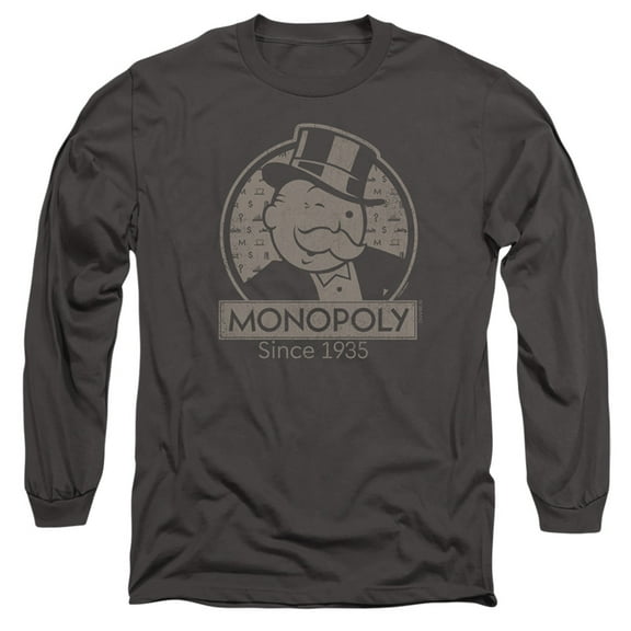 Monopoly Wink Long Sleeve Adult 18/1 T-Shirt Charcoal