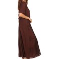 thumbnail image 3 of Sakkas Hailey Cap Sleeve Caftan Long Embroidered Stonewashed Dress - Chocolate - L/XL, 3 of 5