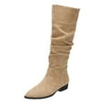 thumbnail image 5 of Chenyee Women's Knee High Boots Flat Low Heel Slouchy Pointed Toe Winter Shoes with Side Zipper, 5 of 6