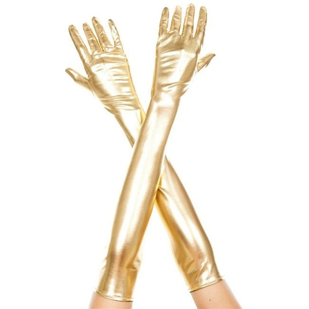 Extra Long Metallic Gloves, Gold