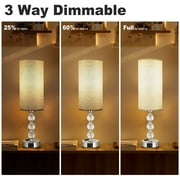 Crystal Table Lamp 17.9, 3-Way Dimmable with Touch Control, Bulb Included, USB Charging Port, AC Outlet – Suitable for Living Room, Bedroom, Study - Lighting