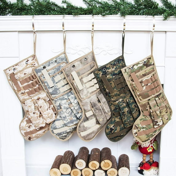 GEX 19'' Tactical Christmas Stocking Military Christmas Stocking Camouflage Stocking Woodland