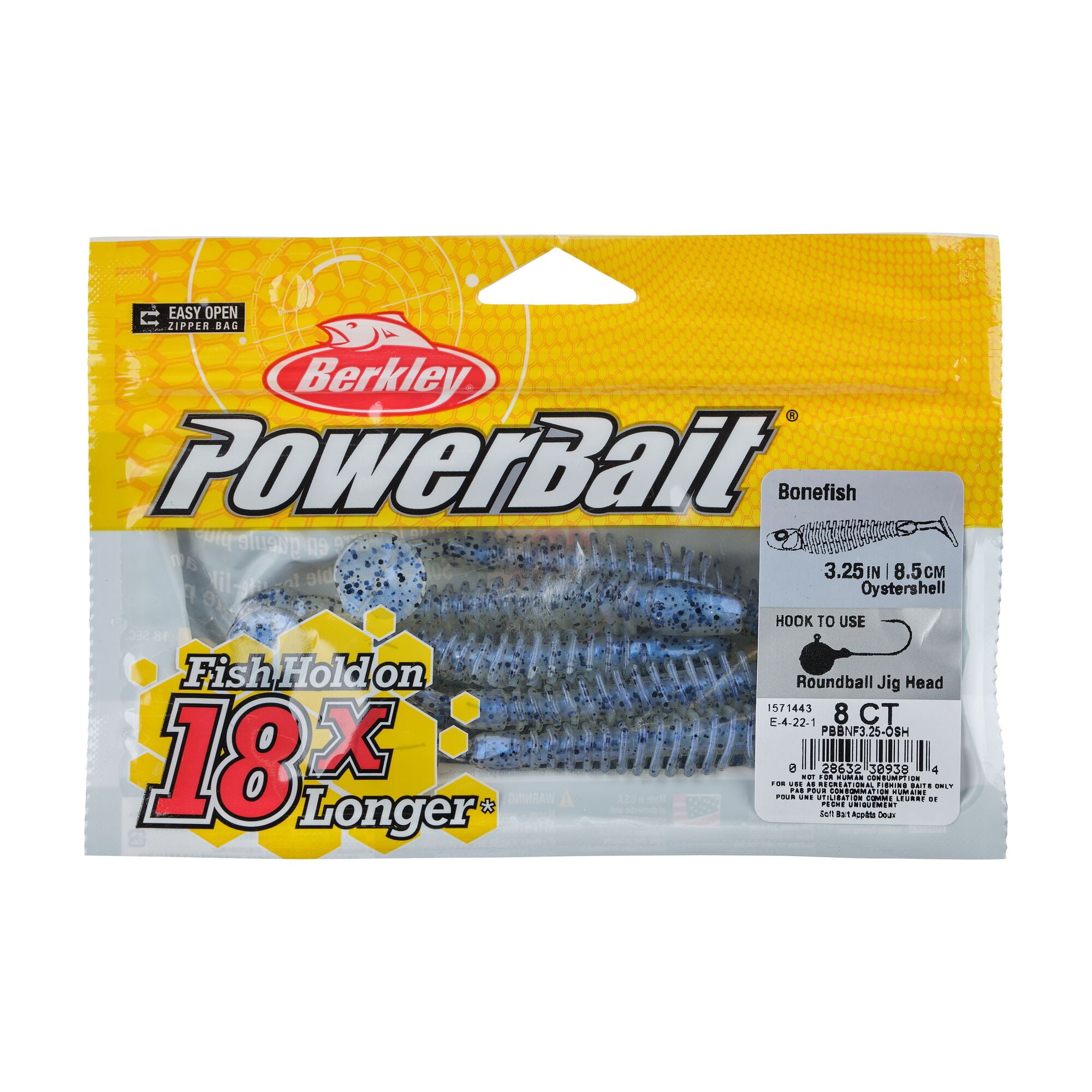 Berkley PowerBait® Bonefish, 3.25 in, Swimbaits, Oyster Shell (8 Count)