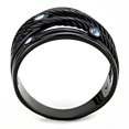 thumbnail image 3 of Black Womens Ring Anillo Para Mujer Stainless Steel Ring with Top Grade Crystal in Sea Blue, 3 of 5