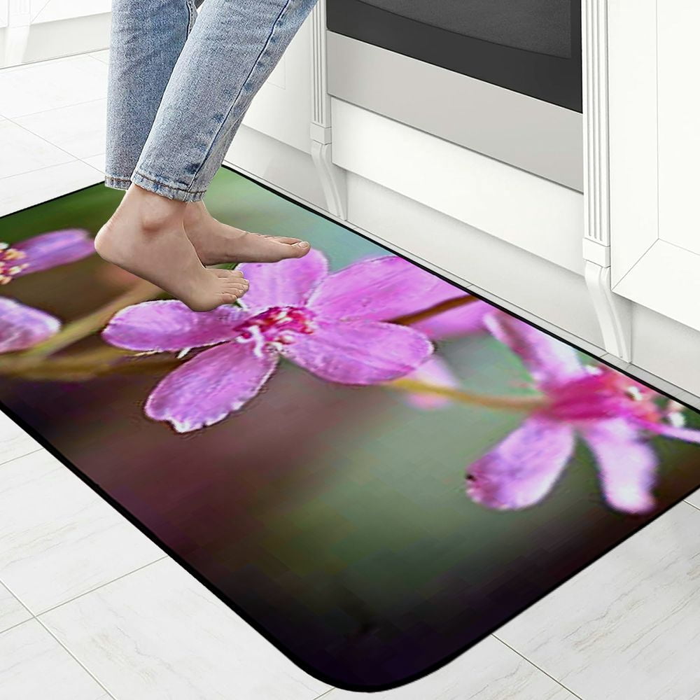 Heduofu Decorative Door Mat, Door Mat with Non-Slip Rubber Backing, Easy Cleaning, Traps Dirt, Rug for Entry, Patio, Garage  - Orchid Flowers Plant Small Flower Spring 19.68*47.24 in
