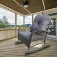 thumbnail image 1 of Rattan Rocking Chair, Wicker Padded Rocking Chair with Soft Washable Cushion, Weatherproof PE Rattan, Patio Recliner, Weight Capacity 160KG/352lbs - Gray, 1 of 6