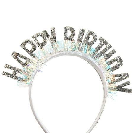 

Farfi Birthday Headband Visual Effect Dress-up Cloth Exquisite Party Decorative Sequins Hair Hoop Household Supplies (Silver)