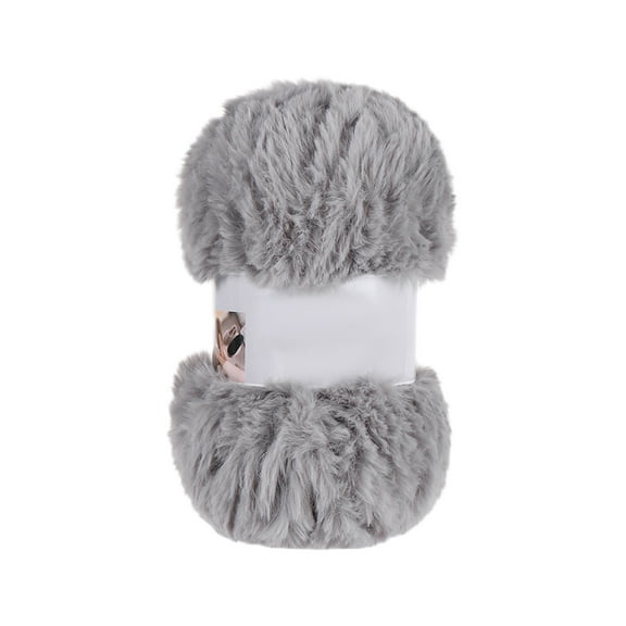 Fur 100% Polyester Soft Super Chunky Fluffy Faux Fur Knitting and Crocheting Yarn 3.52 oz (100gr) 71 yds (60 m) (Gray)