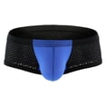 thumbnail image 2 of HUPOM Mens Underwear Boxer Briefs Male Thongs Low waist Drop Waist Solid Boxer Briefs Blue S, 2 of 6