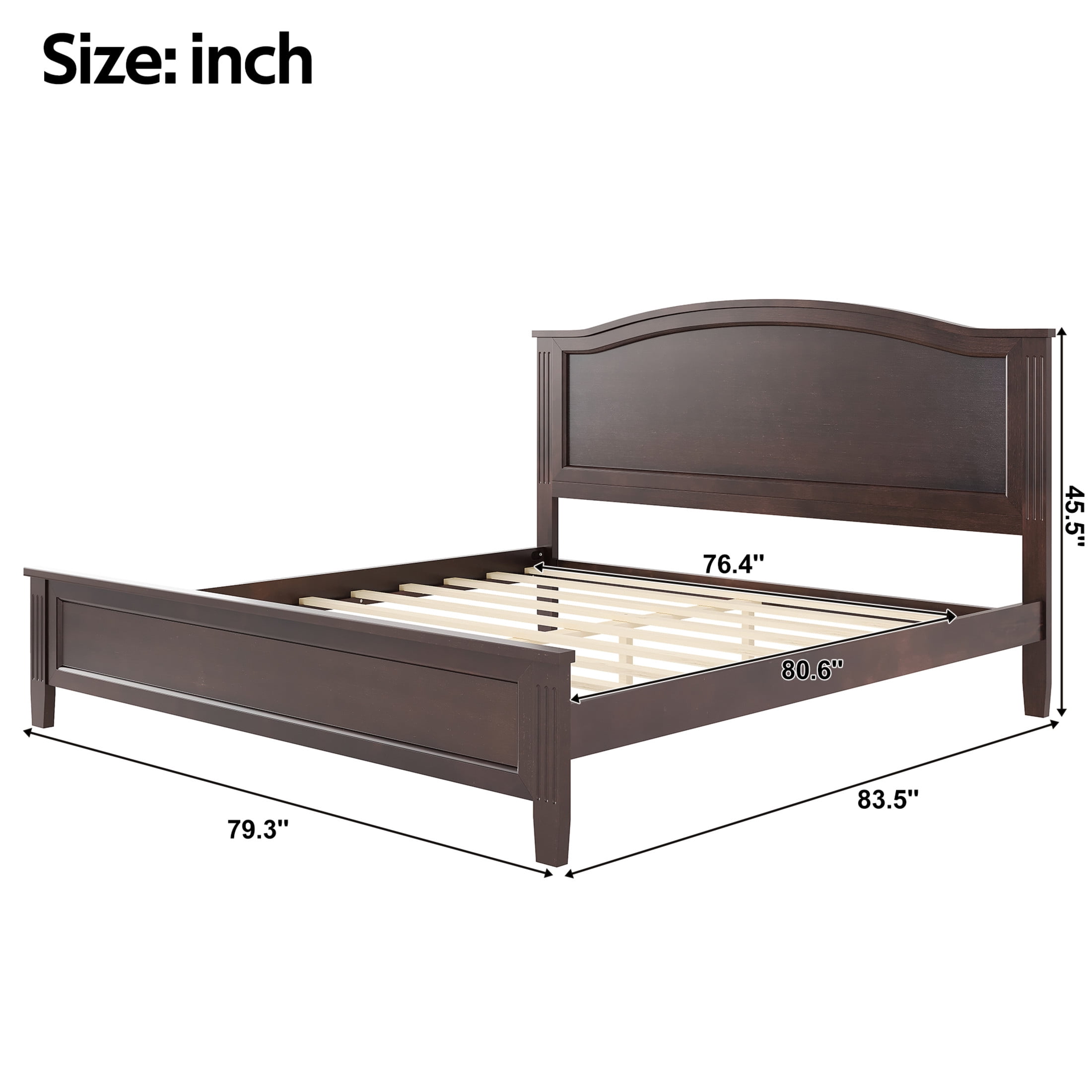 Noble House King Size Platform Bed with Headboard and Slat Support, Wooden Bed Frame, Rustic Farmhouse, Espresso