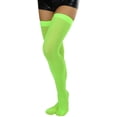 thumbnail image 3 of ToBeInStyle Women's Nylon Thigh High Schoolgirl Opaque Stockings Neon Green, 3 of 7