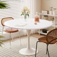 thumbnail image 5 of Round Fitted PEVA Vinyl Tablecloth with Elastic Edged & Flannel Backing, Waterproof Wipeable Round Table Cover for Indoor Outdoor Patio Use - Fits Tables up to 36"-44" Dia. (White), 5 of 5