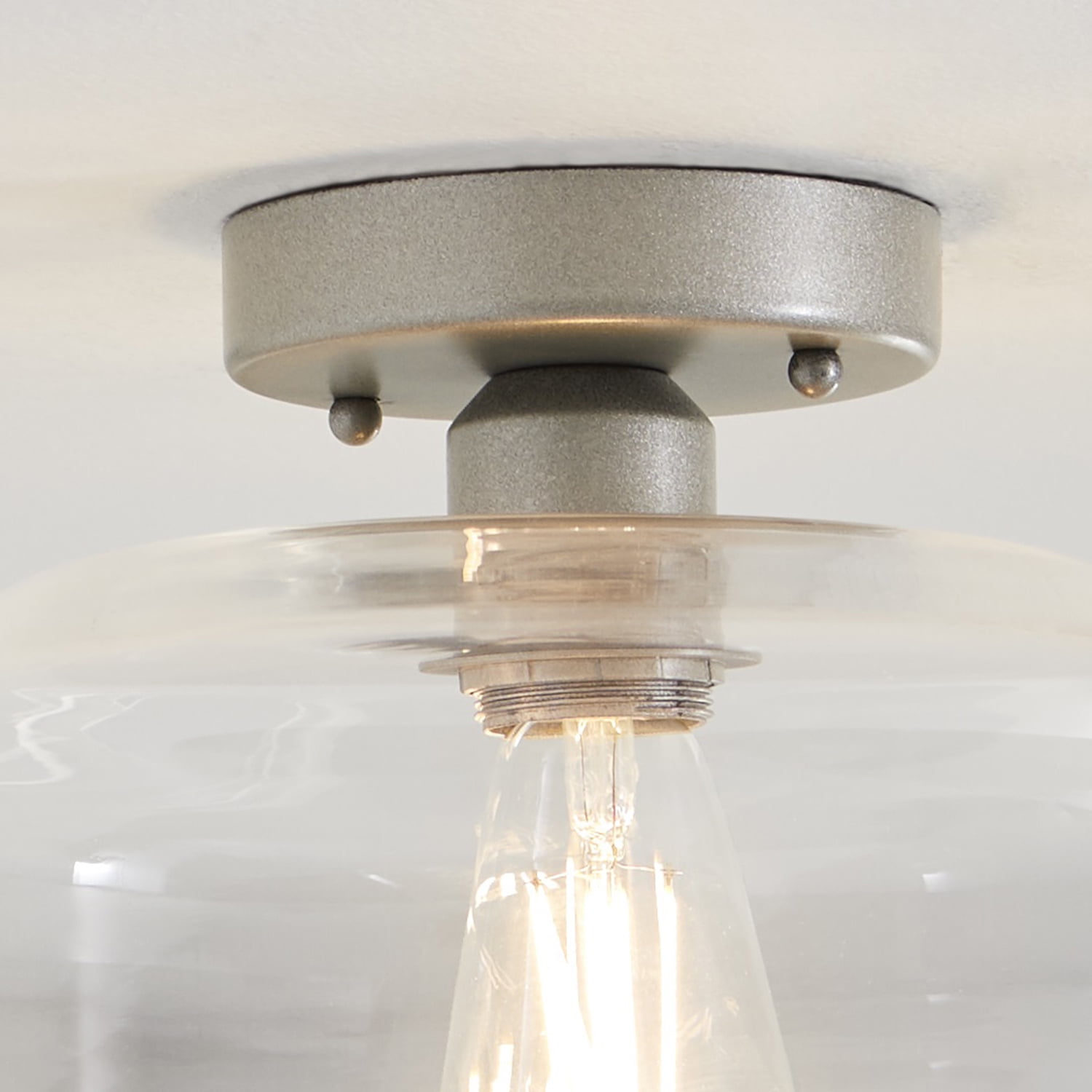 Better Homes & Gardens 12" Architectural Ceiling Light, Semi-Flushmount Nickel Base Glass Shade