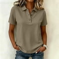 thumbnail image 5 of TGSLY Women's Work Golf Shirts Soft Breathable Collared Short Sleeve Tops Relaxed Dressy Casual Half Button Down Solid Color Blouses L, 5 of 7