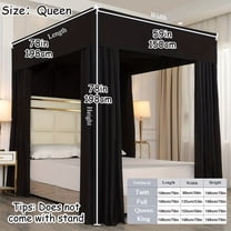 Four Corner Riser Square Blackout Bed Curtain Cover Set, Elegant Classic Style Blackout Bed Curtains Bedroom Decor, No Brackets, High Quality Bed Curtains, Mosquito Netting, Comfortable Sleep.