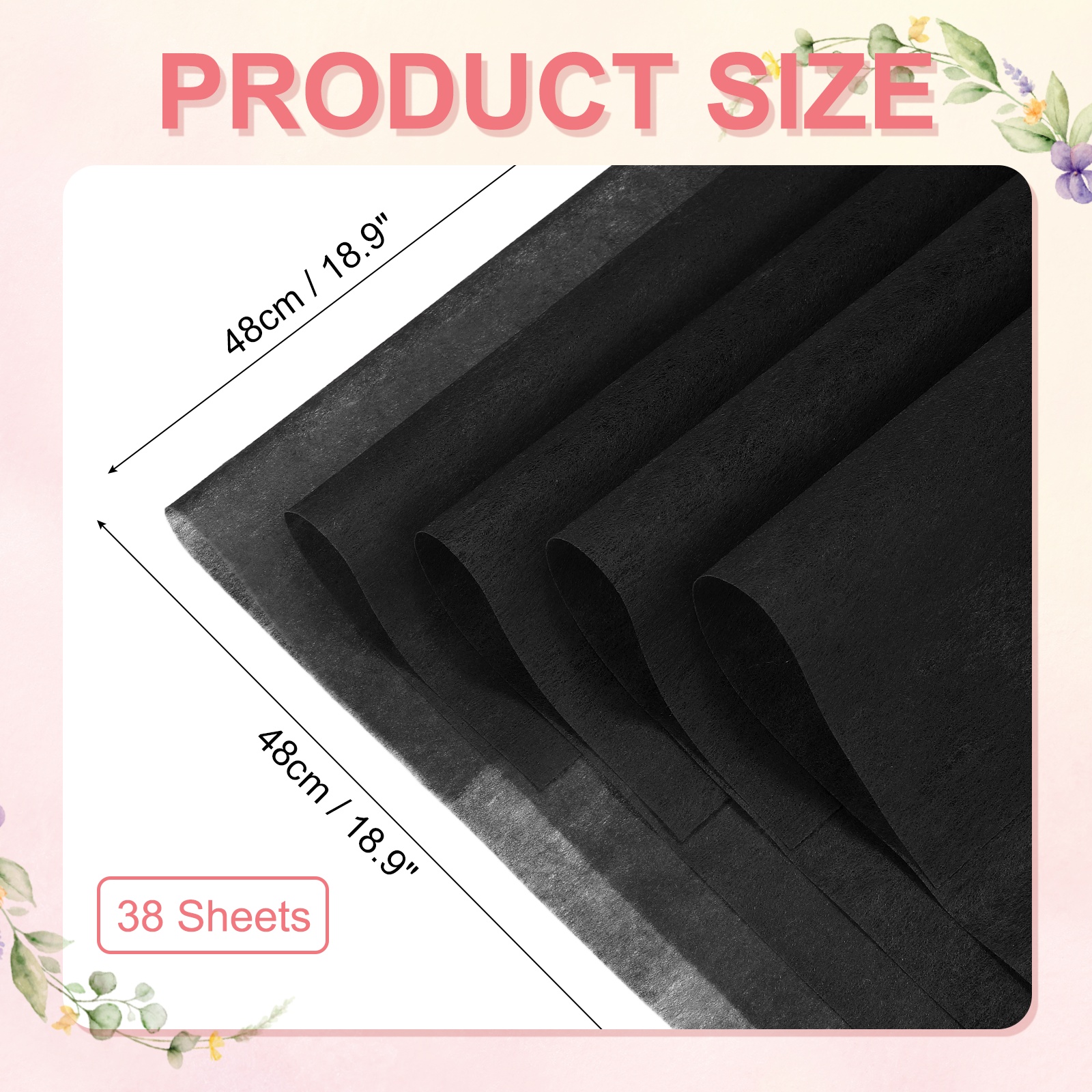 Uxcell Cotton Wrapping Flower Paper, Tissue Waterproof Floral Bouquet Wrapping Paper Korean Paper for Bouquets for Florist DIY Crafts Wedding Birthday Gift Black