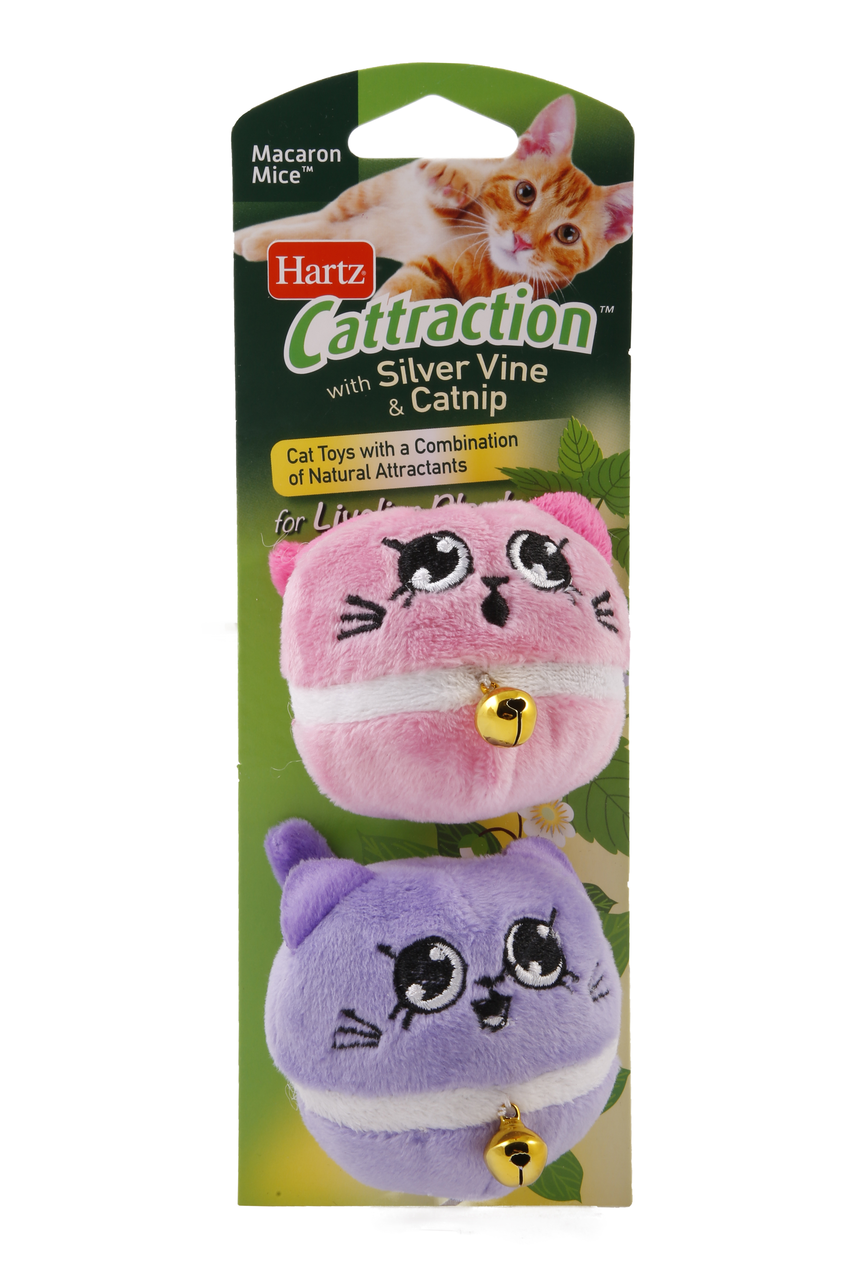 Hartz Cattraction Macaron Mice with Silver Vine and Catnip Cat Toy, 2 Pack