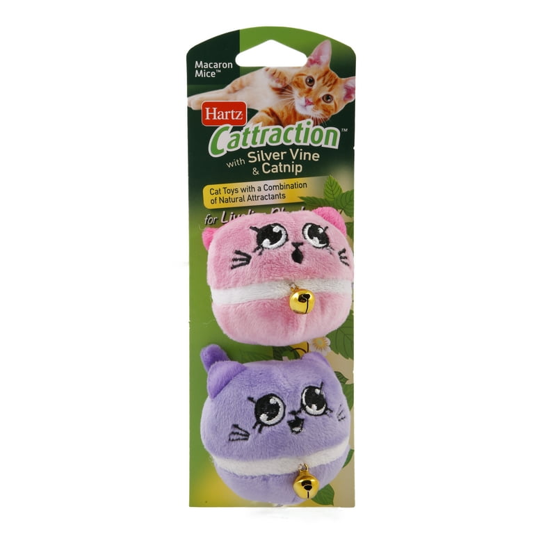 Hartz, Cattraction Macaron Mice, Pack of 2, with Silver Vine