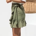 thumbnail image 5 of BKQCNKM Skirts for Women Mini Skirt Fashion Women Solid Ruffles Bandage Lace Up Short Skirt A-line Pleated Army Green Skirt, Army Green XL, 5 of 9