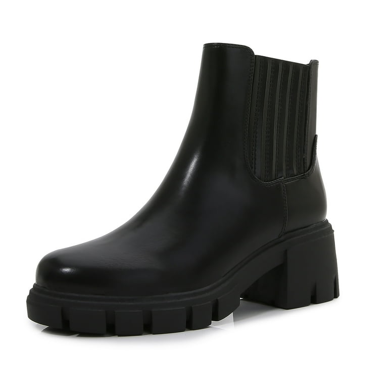 Womens black chunky chelsea boots cheap